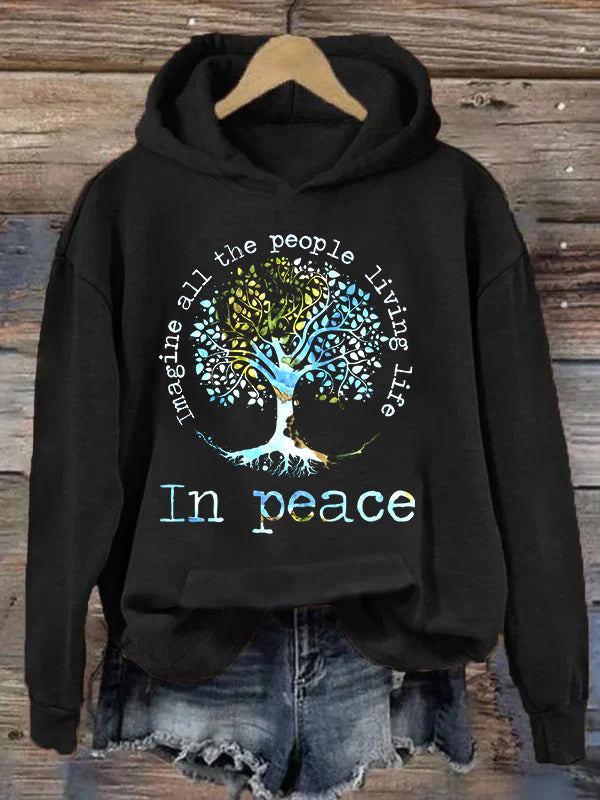 Imagine All The People Living Life In Peace Printed Women’s Hoodies
