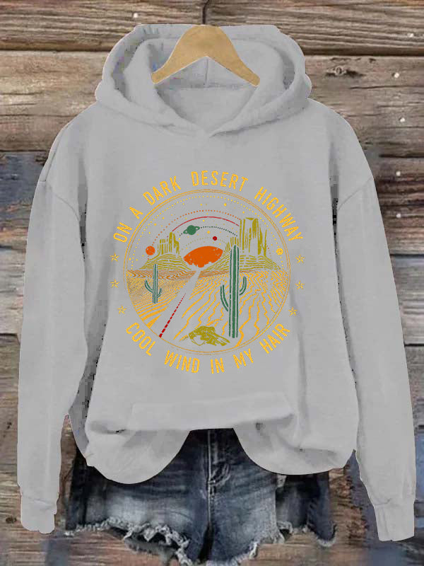 On A Dark Desert Highway Printed Women’s Hoodies
