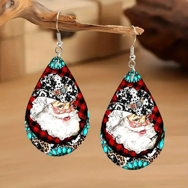 Christmas Collection Patterned Wooden Earrings