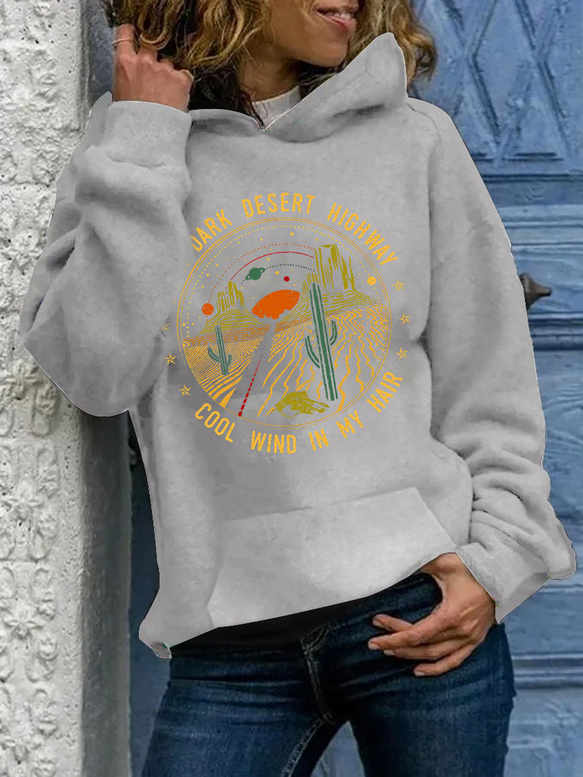 On A Dark Desert Highway Printed Women’s Hoodies